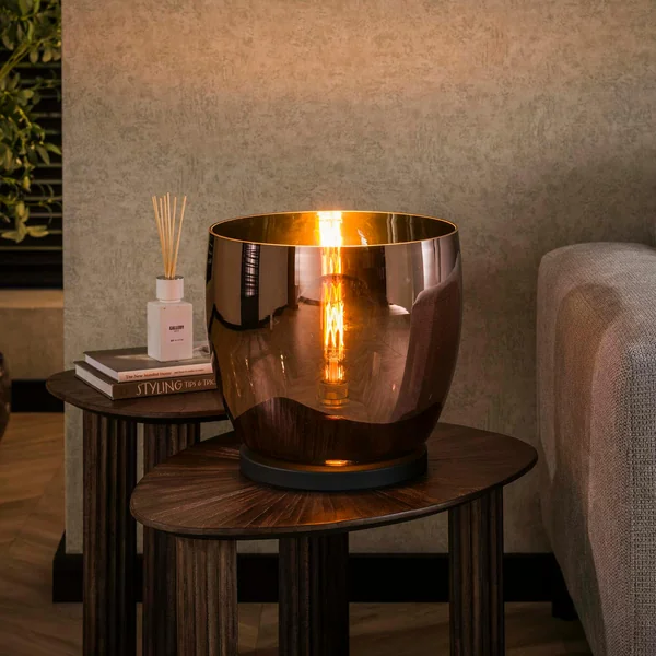 Lampe de salon moderne avec vasque en verre cuivré 32 cm NIAGARA
