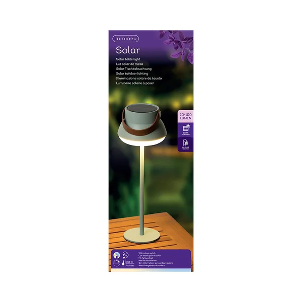 Lampe de table solaire menthe h37cm