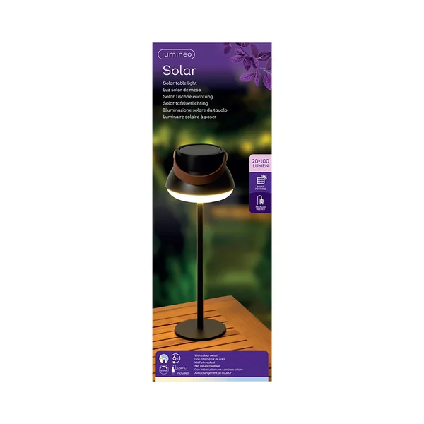Lampe de table solaire noir h37cm