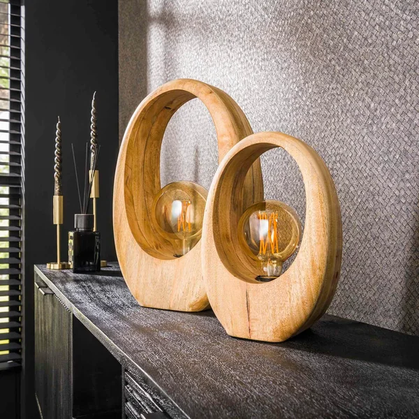 Lampe en bois de manguier forme organique H 43 cm LUCKNOW