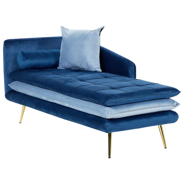 Left-Hand Chaise Lounge GONESSE Velvet Blue