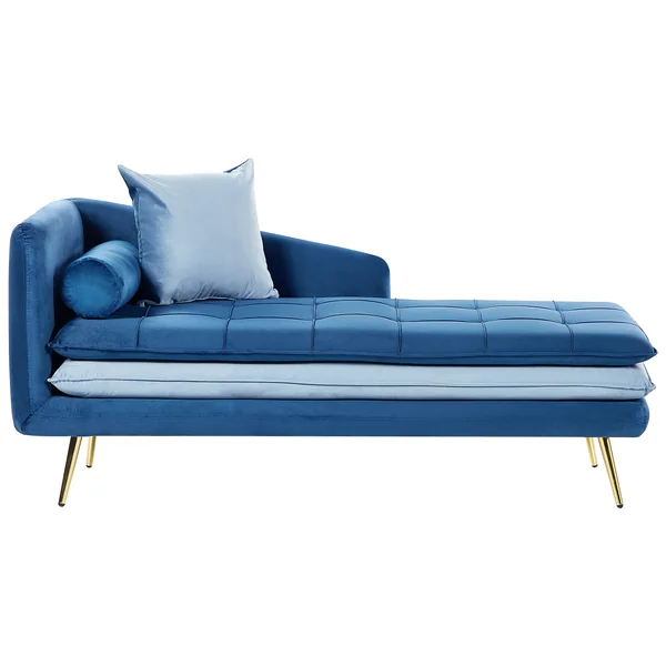 Left-Hand Chaise Lounge GONESSE Velvet Blue