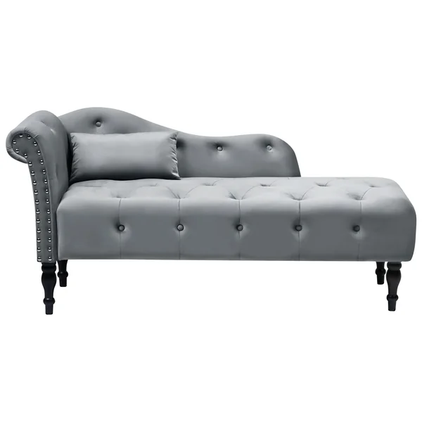 Linksseitige Chaiselongue IVRY Samtstoff Grau