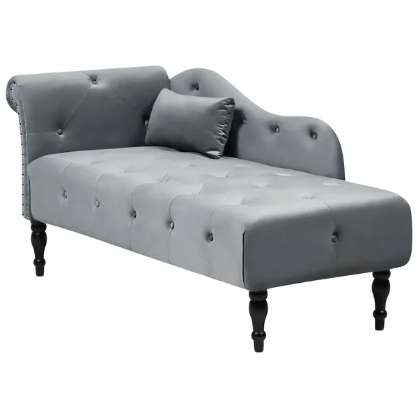 Linksseitige Chaiselongue IVRY Samtstoff Grau