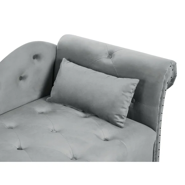 Linksseitige Chaiselongue IVRY Samtstoff Grau