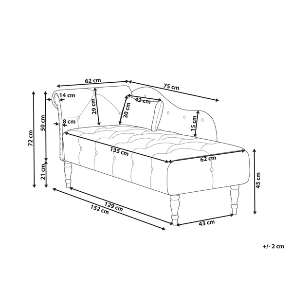 Linksseitige Chaiselongue IVRY Samtstoff Grau