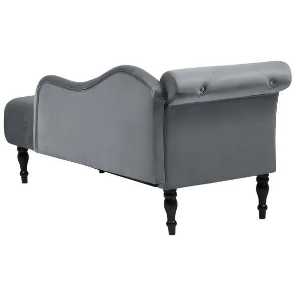 Linksseitige Chaiselongue IVRY Samtstoff Grau