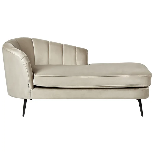 Linkszijdige chaise longue ALLIER Fluweel Beige