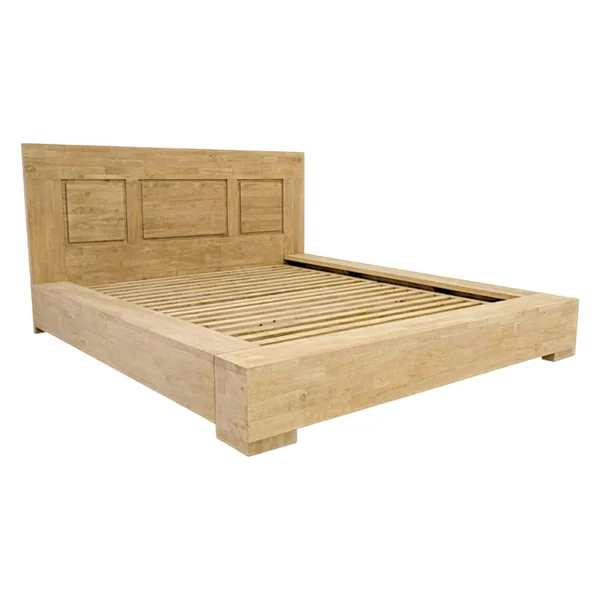 Lit 2 places Hévéa pour couchage 140x190 182x216x110cm OLGA