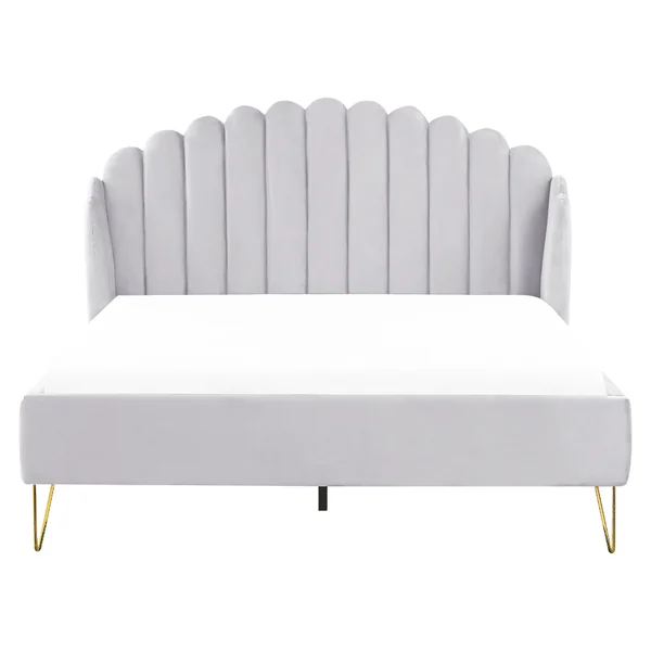 Lit avec sommier Velours AMBILLOU 160 x 200 cm Gris clair