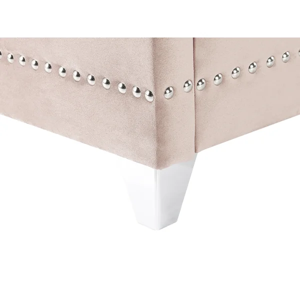 Lit avec sommier Velours AYETTE 180 x 200 cm Rose pastel