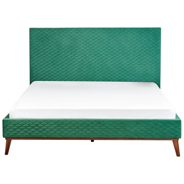 Lit avec sommier Velours BAYONNE 160 x 200 cm Vert foncé
