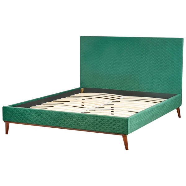 Lit avec sommier Velours BAYONNE 160 x 200 cm Vert foncé