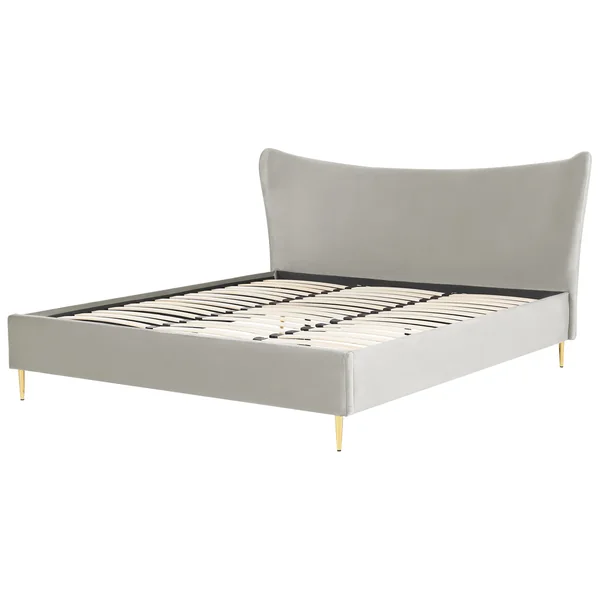 Lit avec sommier Velours CHALEIX 180 x 200 cm Gris clair
