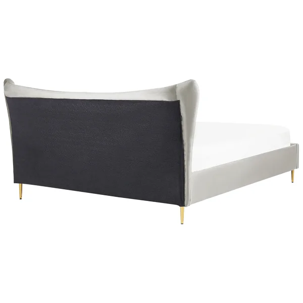 Lit avec sommier Velours CHALEIX 180 x 200 cm Gris clair