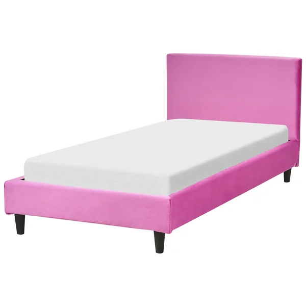 Lit avec sommier Velours FITOU 90 x 200 cm Rose fushia