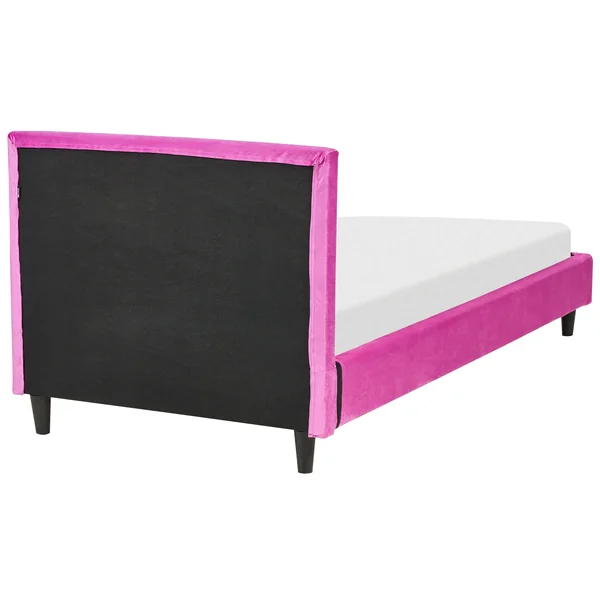 Lit avec sommier Velours FITOU 90 x 200 cm Rose fushia