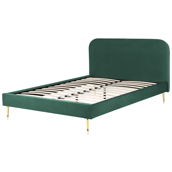 Lit avec sommier Velours FLAYAT 140 x 200 cm Vert émeraude