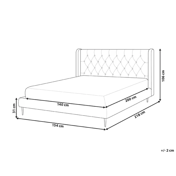 Lit avec sommier Velours FORBACH 140 x 200 cm Beige