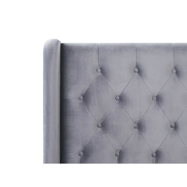 Lit avec sommier Velours FORBACH 160 x 200 cm Gris