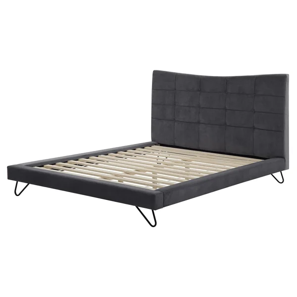 Lit avec sommier Velours LANNION 160 x 200 cm Gris foncé