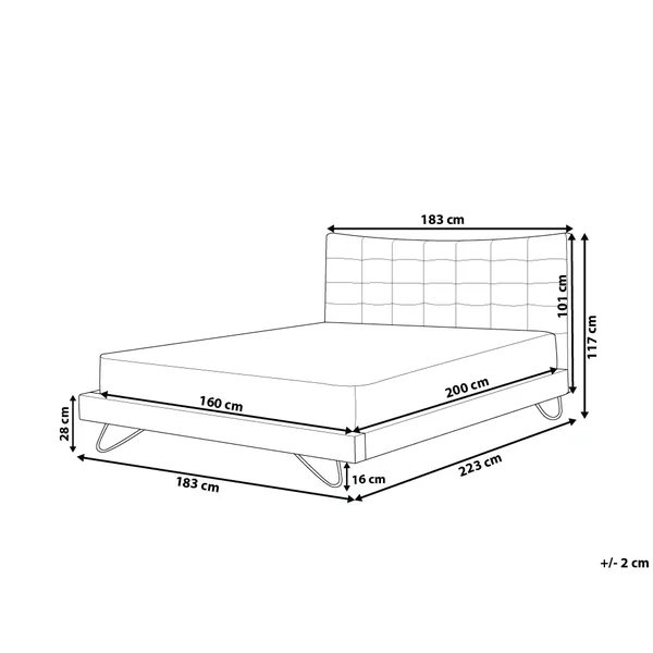 Lit avec sommier Velours LANNION 160 x 200 cm Gris foncé