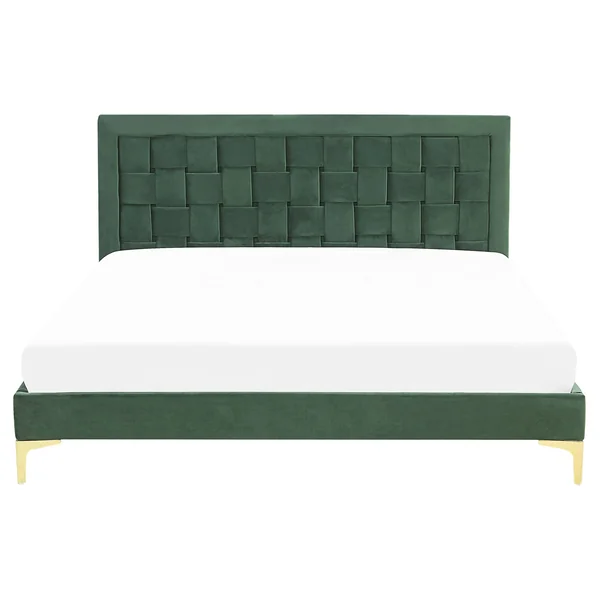 Lit avec sommier Velours LIMOUX 160 x 200 cm Vert foncé