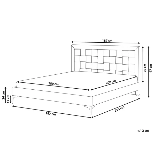 Lit avec sommier Velours LIMOUX 180 x 200 cm Gris