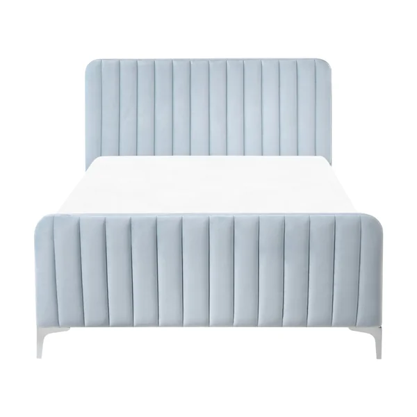Lit avec sommier Velours LUNAN 120 x 200 cm Bleu clair
