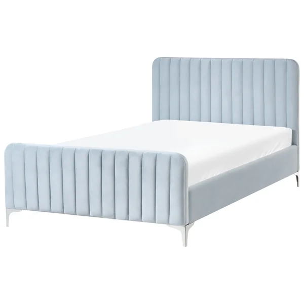 Lit avec sommier Velours LUNAN 120 x 200 cm Bleu clair
