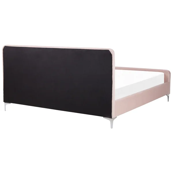 Lit avec sommier Velours LUNAN 180 x 200 cm Rose pastel