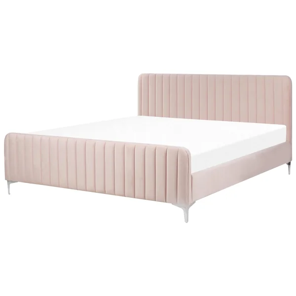 Lit avec sommier Velours LUNAN 180 x 200 cm Rose pastel