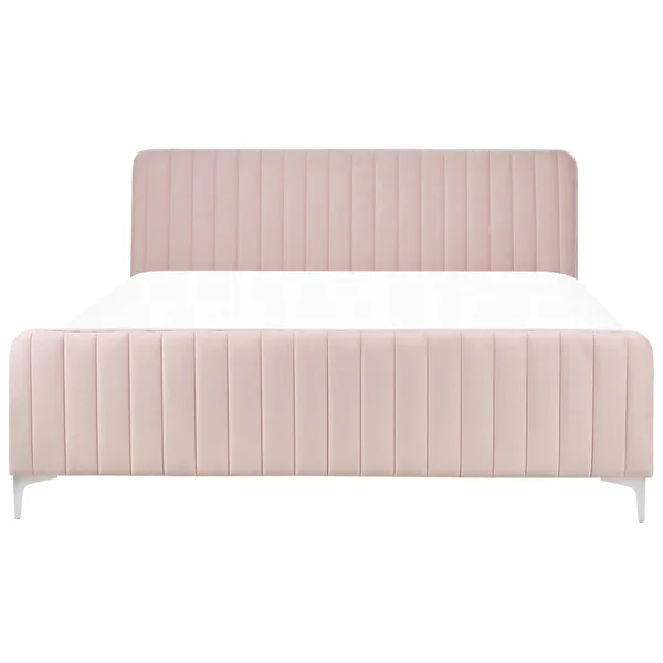 Lit avec sommier Velours LUNAN 180 x 200 cm Rose pastel
