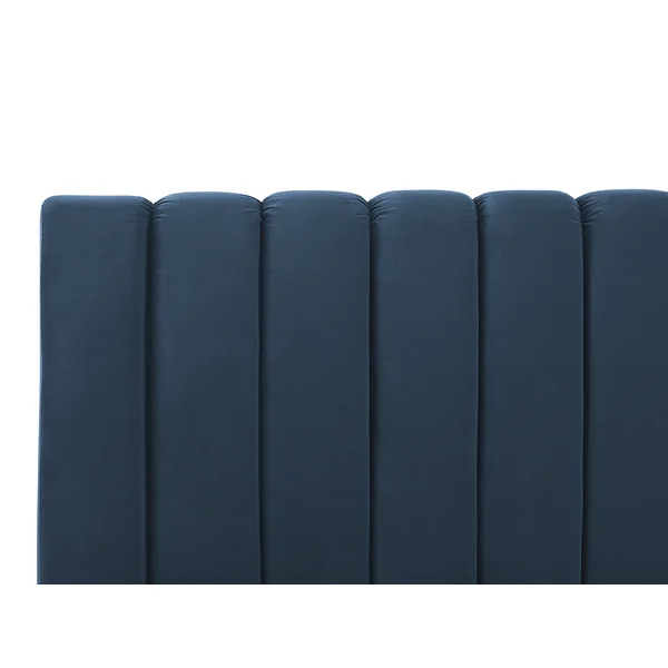 Lit avec sommier Velours MARVILLE 140 x 200 cm Bleu foncé