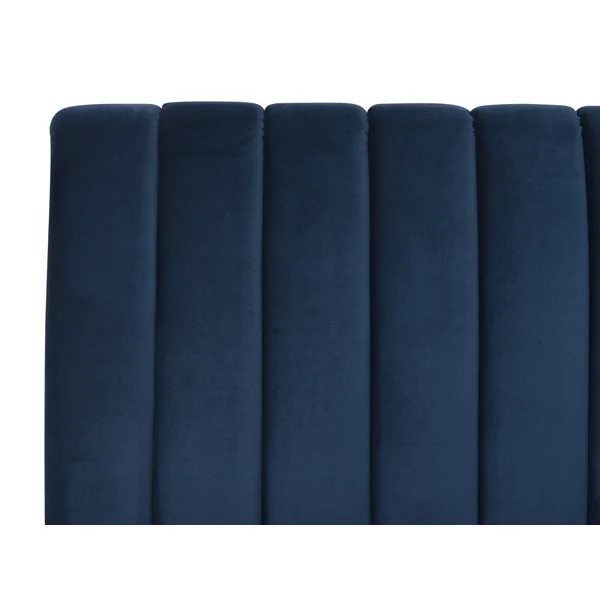 Lit avec sommier Velours MARVILLE 180 x 200 cm Bleu marine