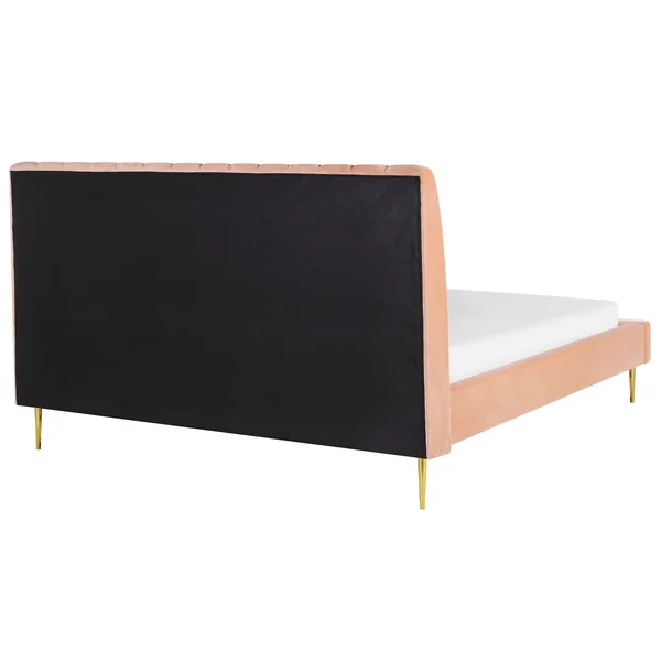 Lit avec sommier Velours MARVILLE 180 x 200 cm Rose pêche