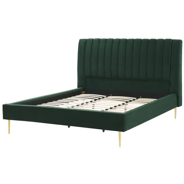 Lit avec sommier Velours MARVILLE 180 x 200 cm Vert émeraude
