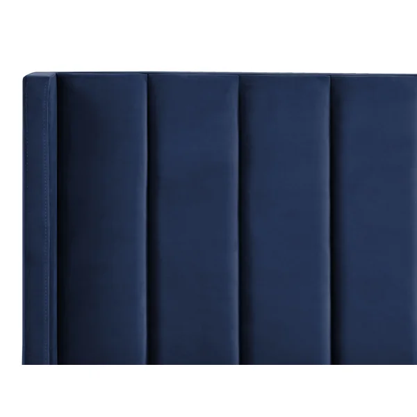 Lit avec sommier Velours VILLETTE 160 x 200 cm Bleu marine