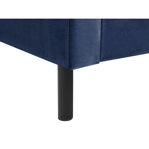 Lit avec sommier Velours VILLETTE 160 x 200 cm Bleu marine