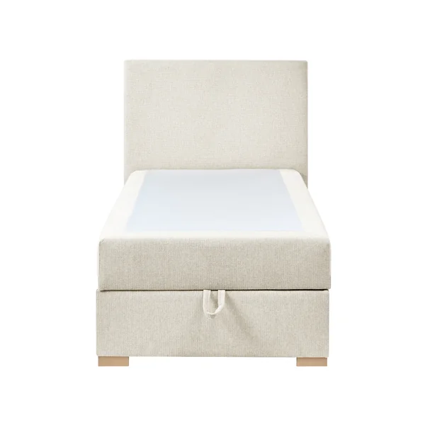 Lit boxspring avec rangement Tissu MAJOR 90 x 200 cm Beige clair