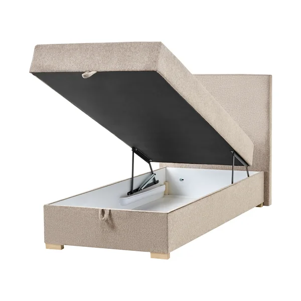 Lit boxspring avec rangement Tissu MAJOR 90 x 200 cm Taupe