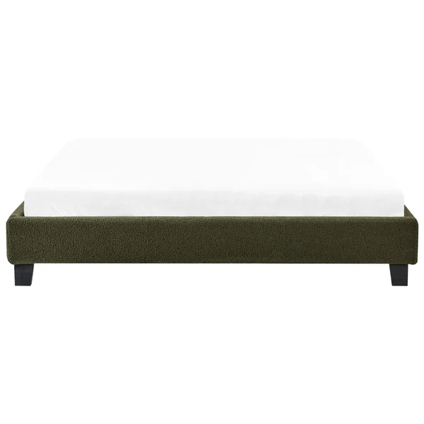 Lit sans tête de lit Bouclé ROANNE 160 x 200 cm Vert foncé