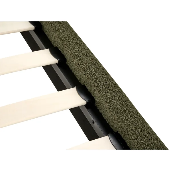 Lit sans tête de lit Bouclé ROANNE 160 x 200 cm Vert foncé