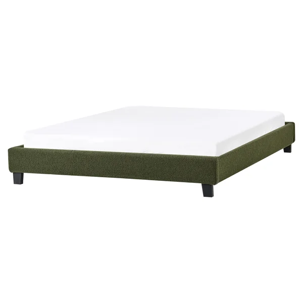 Lit sans tête de lit Bouclé ROANNE 160 x 200 cm Vert foncé