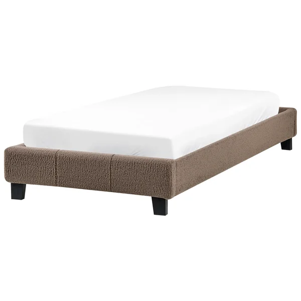 Lit sans tête de lit Bouclé ROANNE 90 x 200 cm Taupe