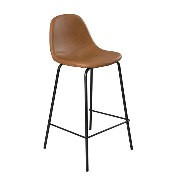 Lot de 2 Chaises de Bar effet couture apparente en métal et tissu marron 41x45x87cm TIM