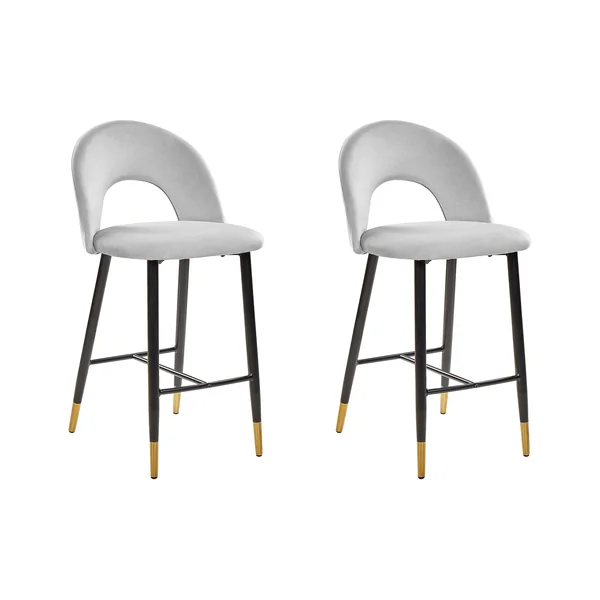 Lot de 2 chaises de bar FALTON Velours Gris