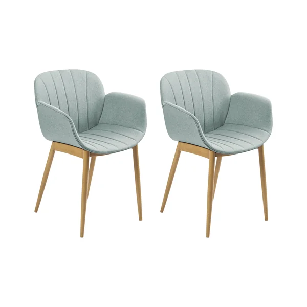 Lot de 2 chaises de salle à manger ALICE Tissu Vert menthe