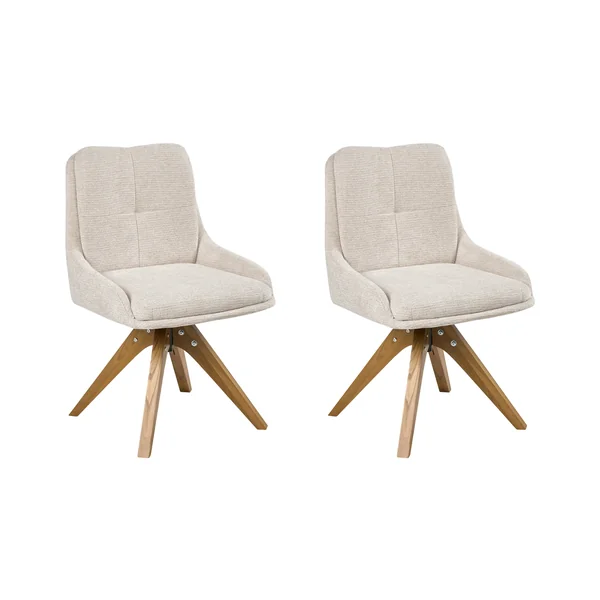 Lot de 2 chaises de salle à manger DORRIS Tissu Beige clair
