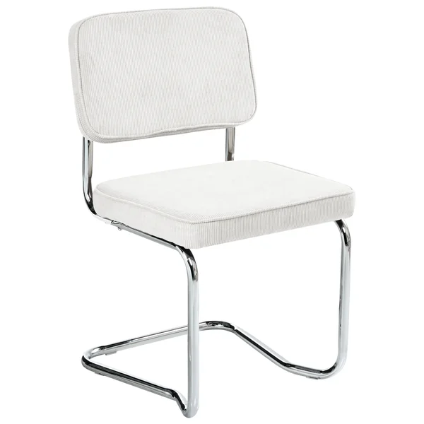Lot de 2 chaises de salle à manger IRWIN Velours côtelé Blanc cassé